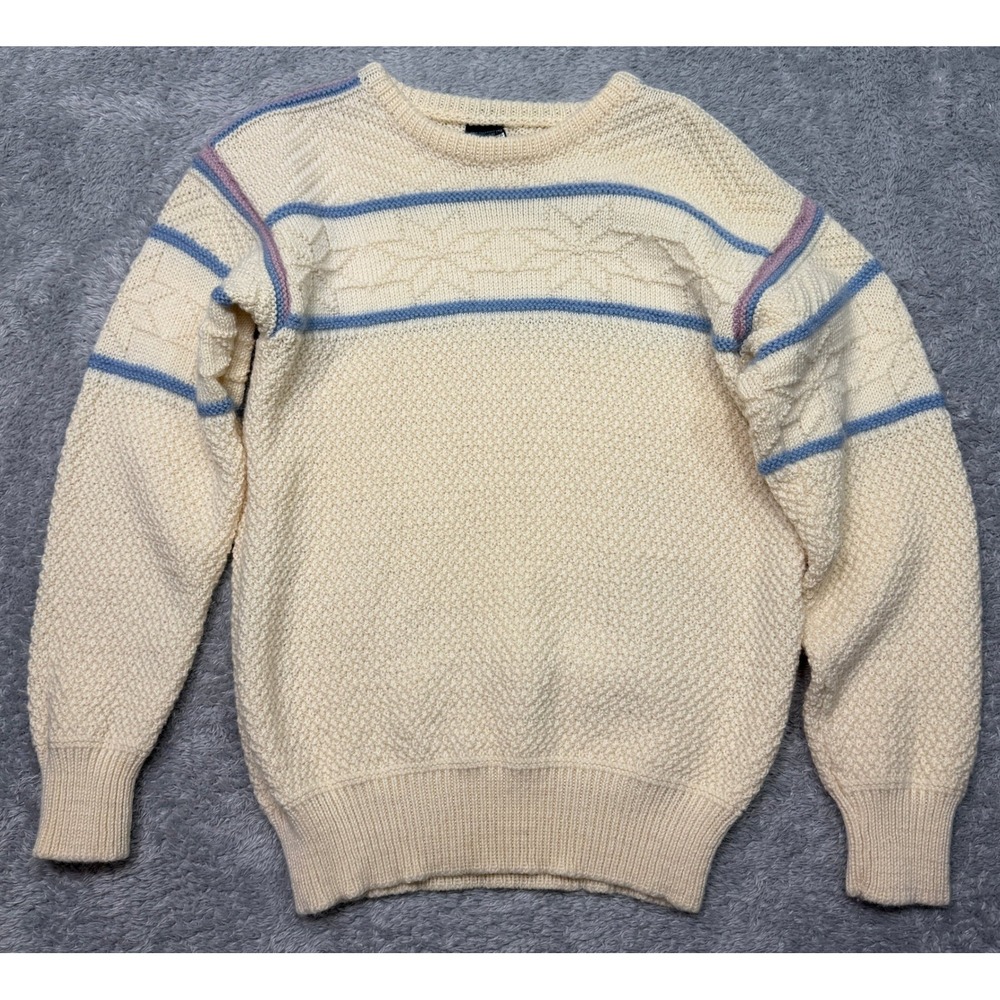 Vintage Dale of Norway Sweater Womens 42 Cream Nordic Wool Pastel Snowflake Knit